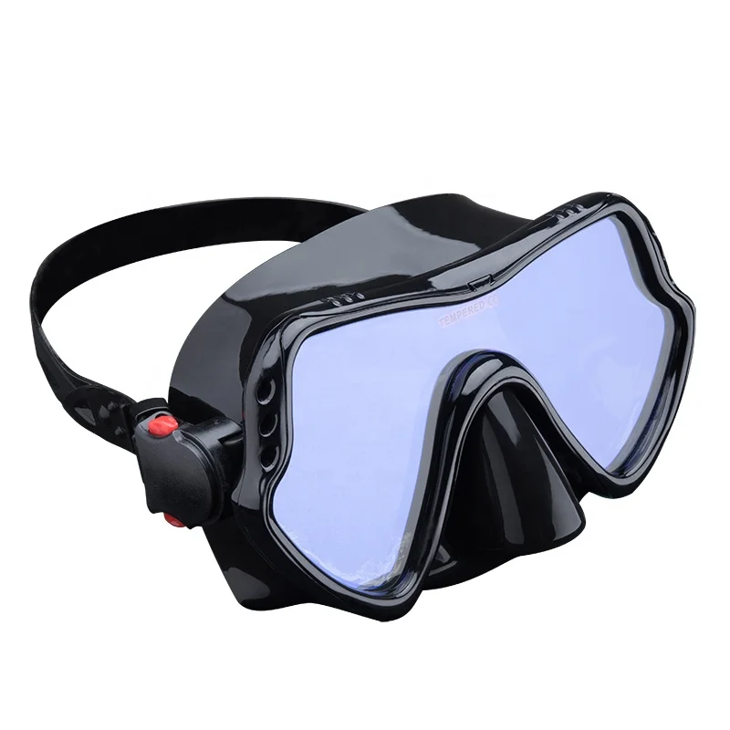 

China Wholesale Diving Scuba with Silicone Skirt and Strap HD Tempered Glass Adult Scuba Diving Mask, Black,yellow,transparent blue,red