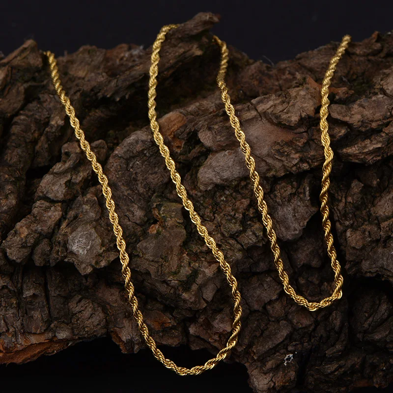 
High Quality 2.0mm 14K Gold PVD Plaiting Stainless steel Rope Chain 