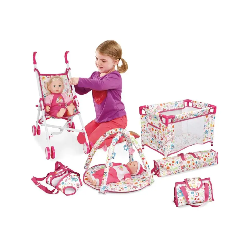 5 In 1 Deluxe Newborn Baby Doll Stroller Nursery Play Set With