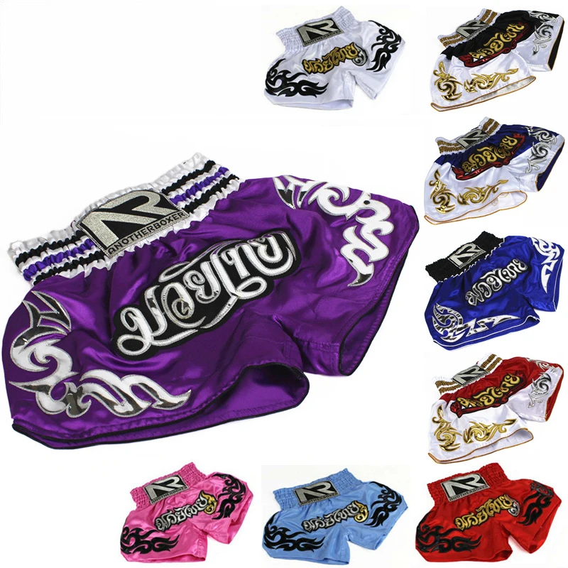 

unisex muay thai shorts 10pcs custom logo thai shorts, Blue / red / white / purple / black / pink / light blue