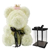 Handmade Rose Teddy Bear With Crown Preserved Artificial Flower Rose Teddy Bear With Gift Box For Valentine Gifts