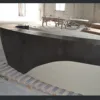 Semi-circular shape I shape excellent solid surface front desk with strict quality control white color