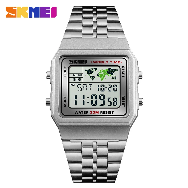 

SKMEI 1338 Men Digital Wristwatch Multi Function Sport Watches For Men Digital Watch Stainless Steel, 4 colors
