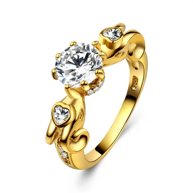 

Fashion Female CZ Zircon Finger Rings For Women Lover Wedding Jewelry Party Trendy Gold Color Ring Wholesale