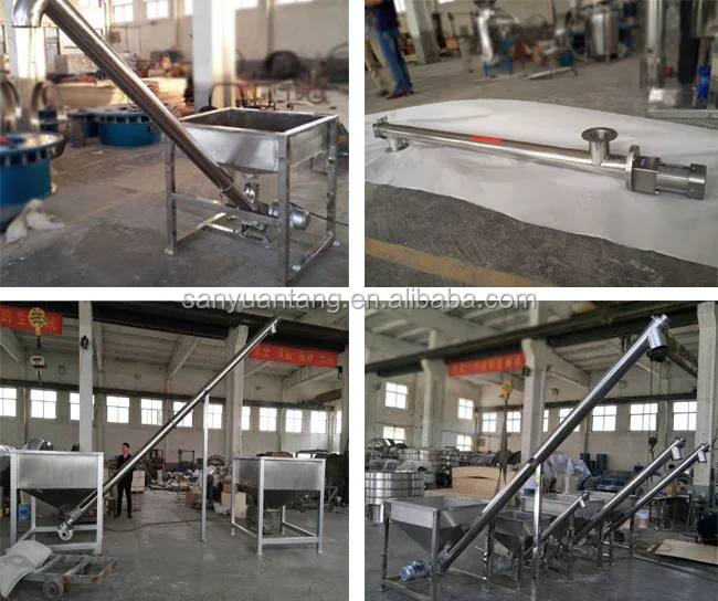Stainless steel screw conveyor with hopper for powder / sand / grain conveyor