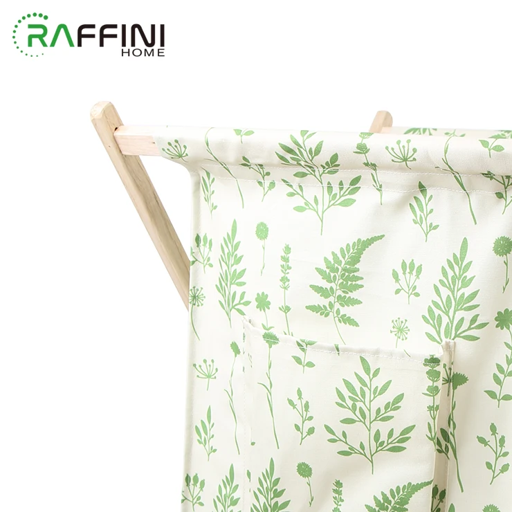 
Unique Design Green Color And White Wood+T/C Foldable Laundry Hamper/Basket 