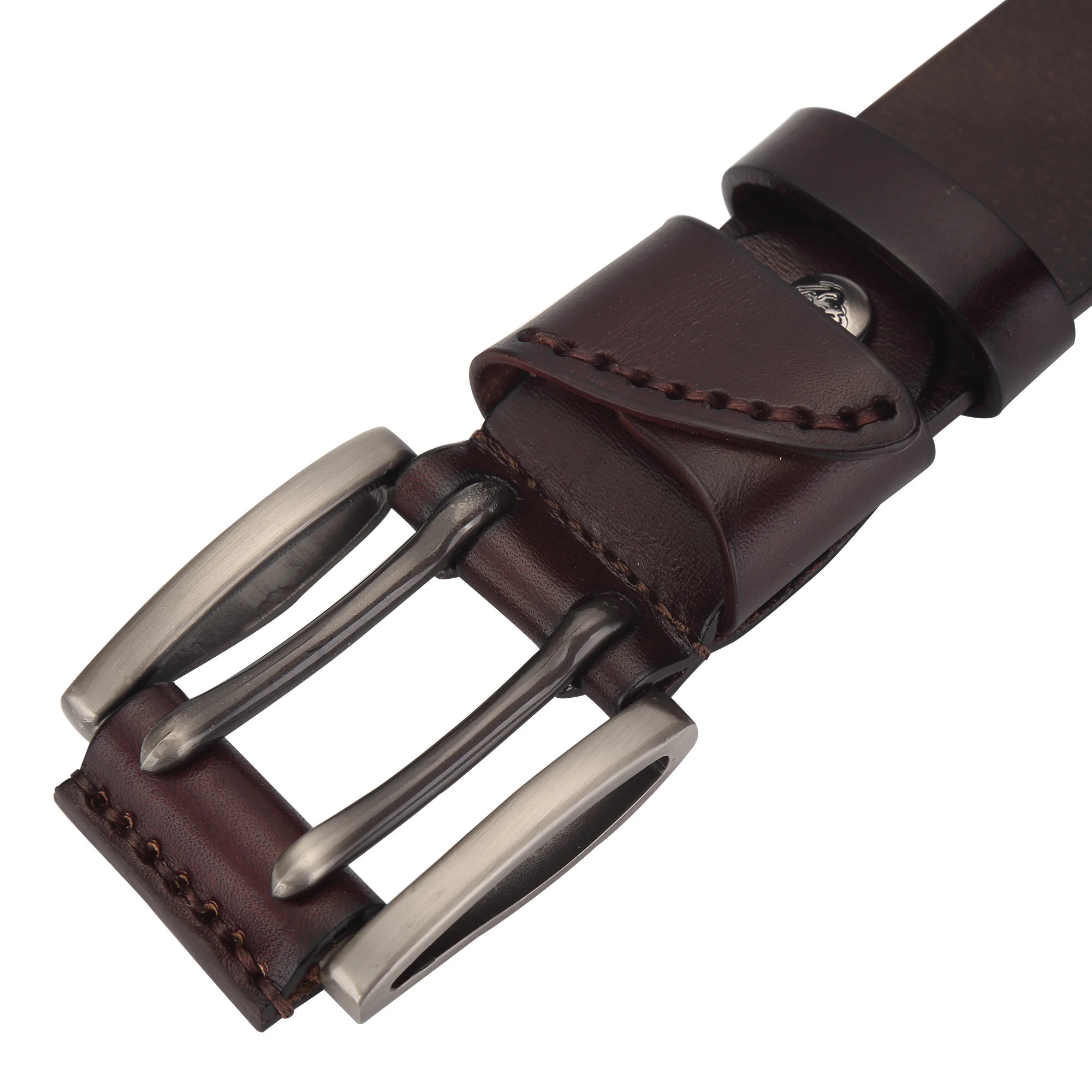 
Bison Denim Private label men jeans double pin buckle black genuine leather belts 