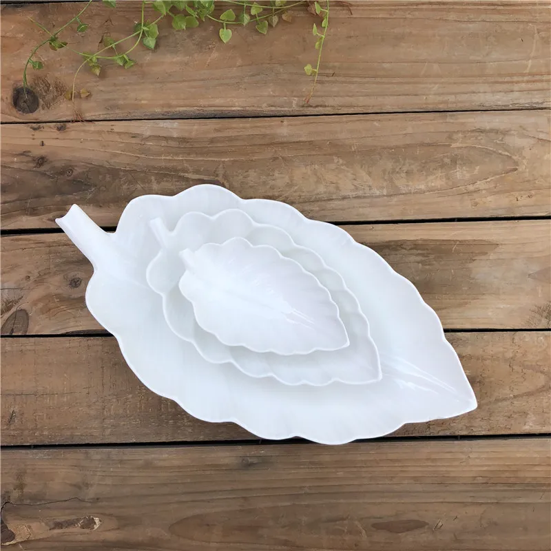 

new design leaf shape plate snack late and fruits plate, White