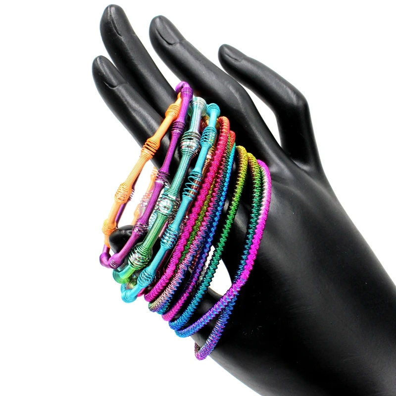 Promotional New Design Colorful Metal Coil Spring Bracelets Fashion ...