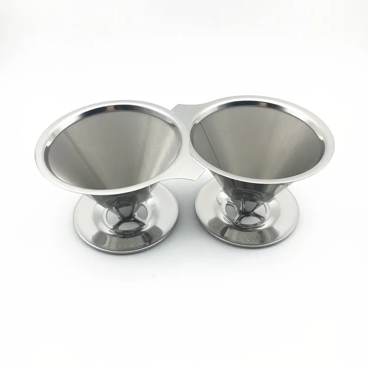 

304 stainless steel slow drip coffee filter metal cone