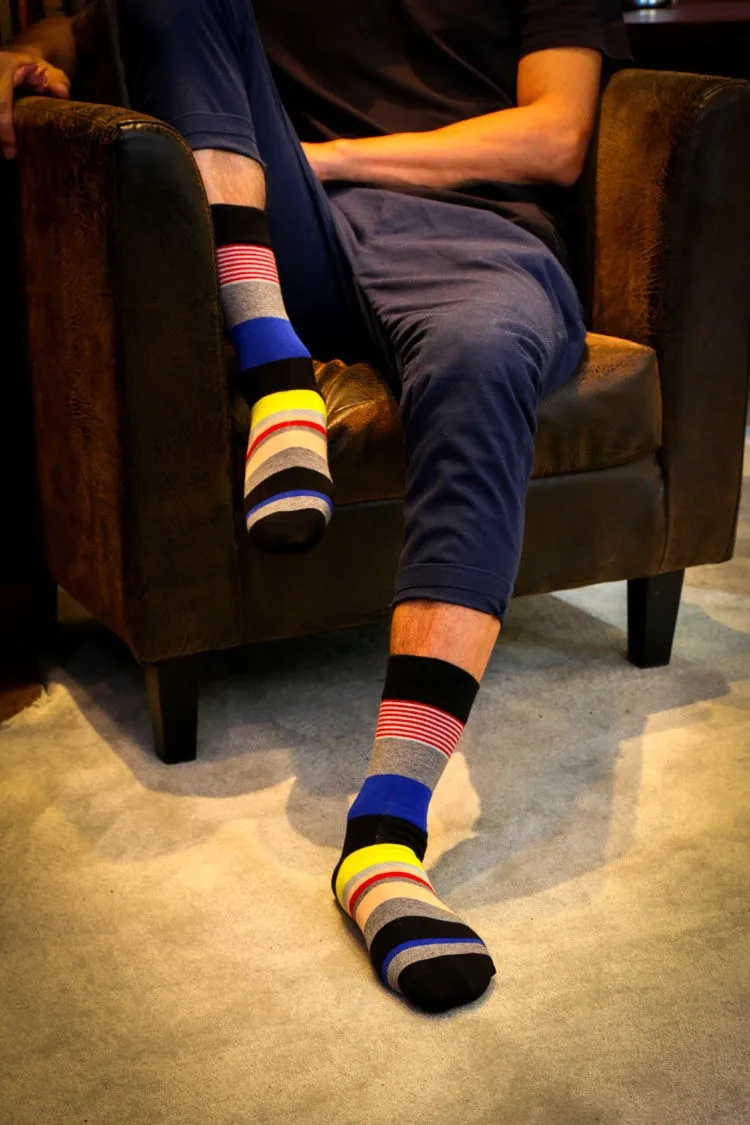 2016 Summer Fashion Mens Cotton Socks Colorful Striped Jacquard Art ...