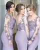 Long Sleeve Lilac Applique 2017 Bridesmaid Dresses