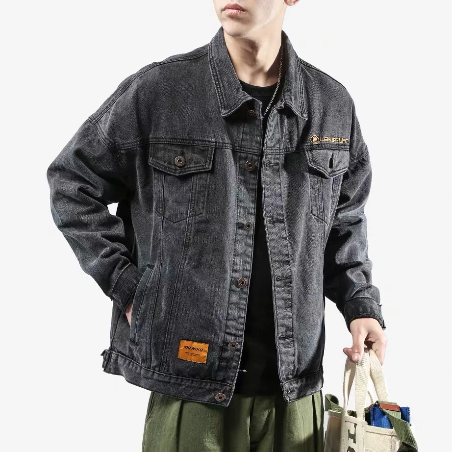 

In stock wholesale fashion vintage men denim jacket, N/a