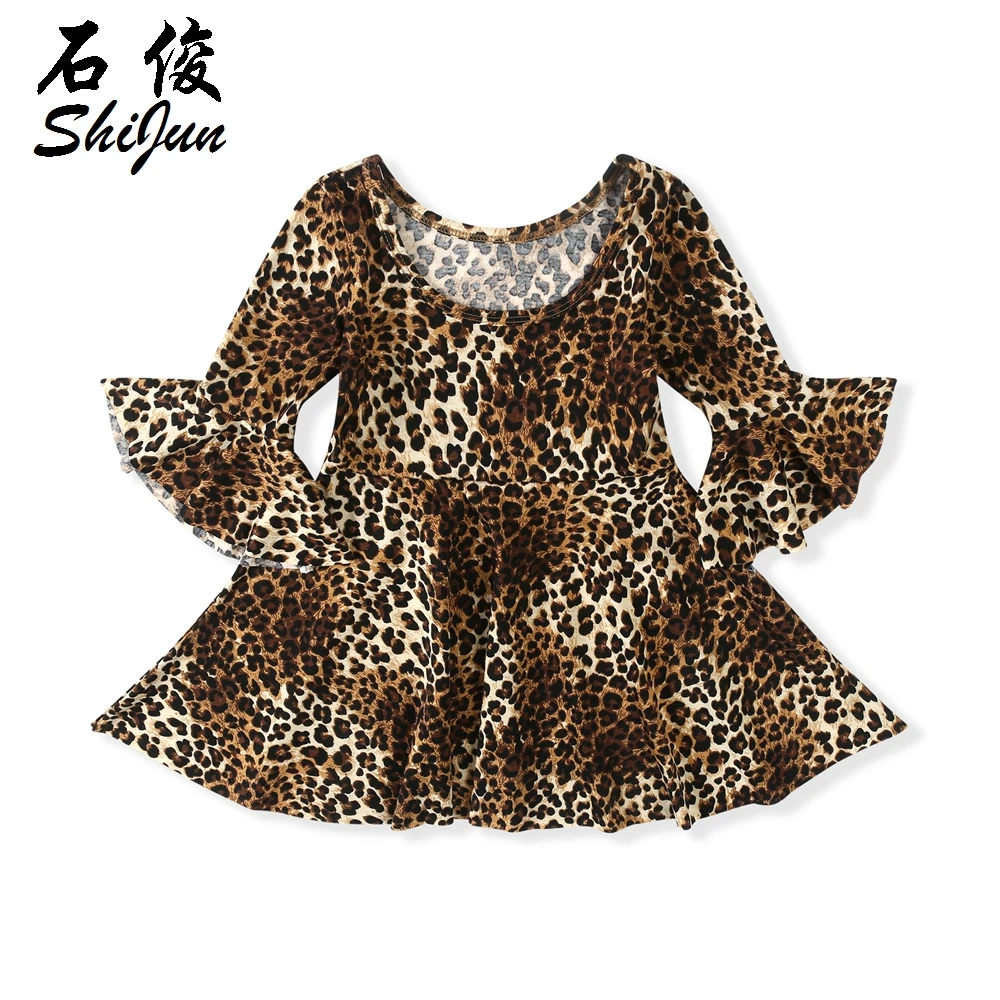 

Shijun 2019 Kid Clothes Swing Flare Sleeve Spring Autumn Leopard Baby Girl Dress, N/a