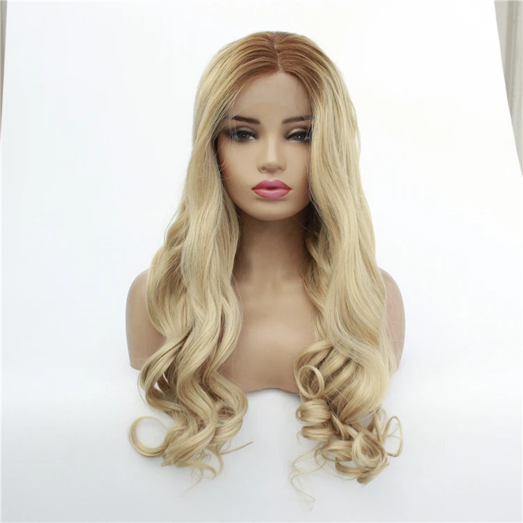 

Wholesale Price Brown to Platinum Blonde Body Wave Synthetic Lace Wig