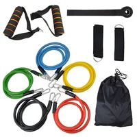 

Home Gym Outdoor Padded Foam Handle Heavy Duty Fitness Workout 11 Piece Resistance Band Set