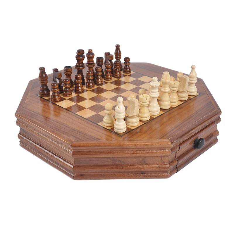 Deluxe Polygon Chess With Drawers High Quality Wooden Chess Pieces