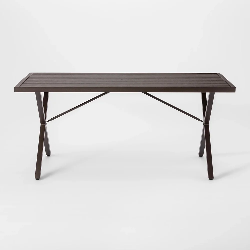 Classic 6 Person Steel Patio Dining Table Brown With Umbrella Hole View Outdoor Dining Table Aluminum Lefo Product Details From Foshan Lefo Furniture Co Ltd On Alibaba Com