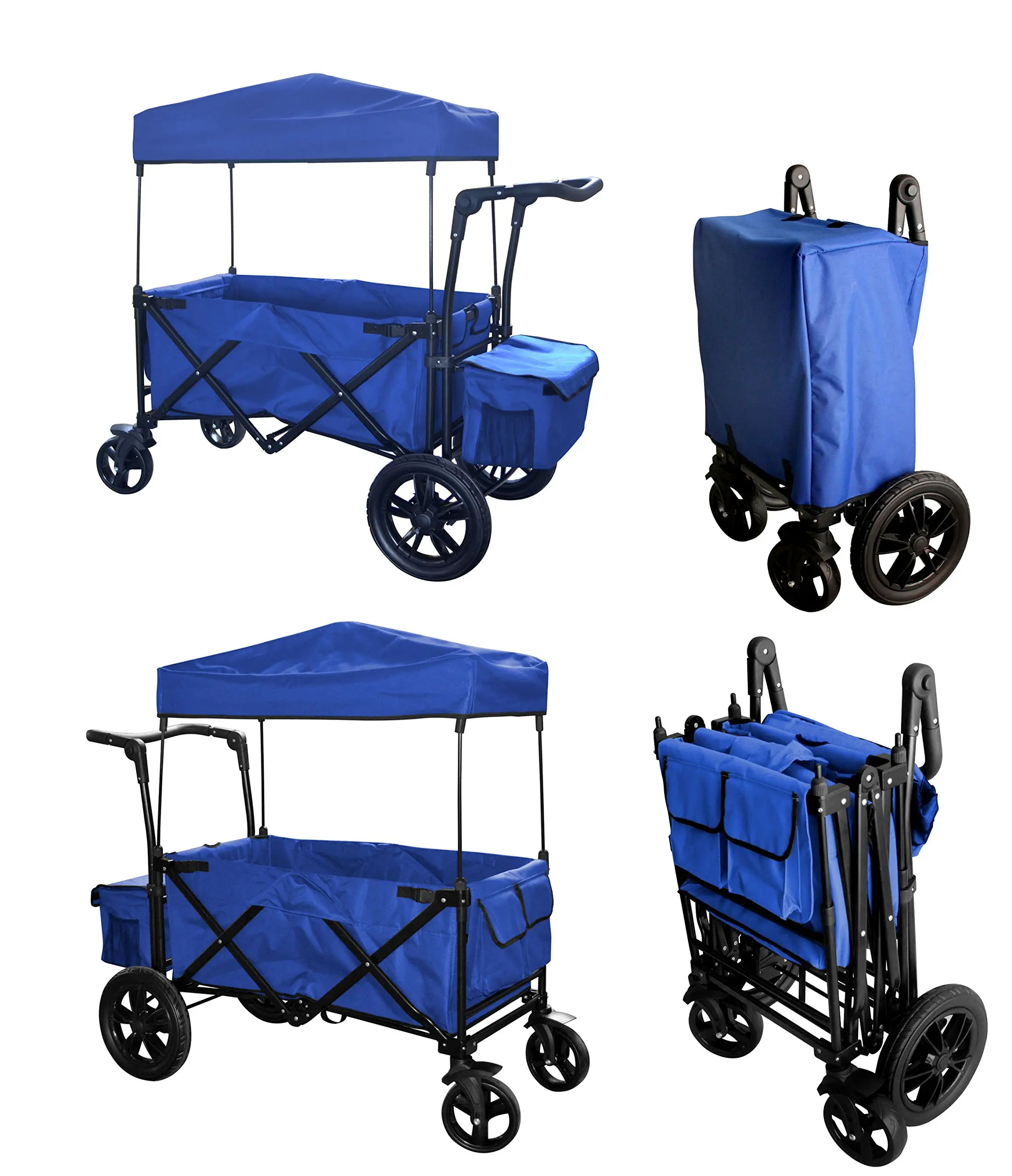 folding wagon with push handle