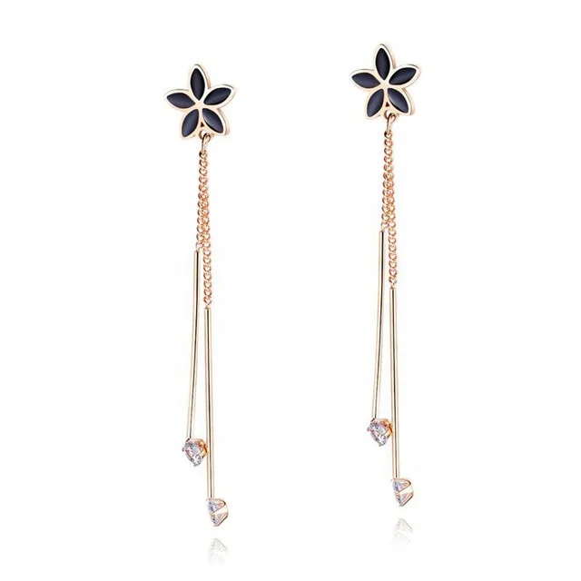 

Lowe Wholesale Price 316L Stainless Steel Jewellery Flower Women Epoxy Earring, Black