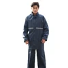 navy blue Oxford Fabric PVC reflective tape single split jacket pants male female adult thickening riding raincoat rain suit