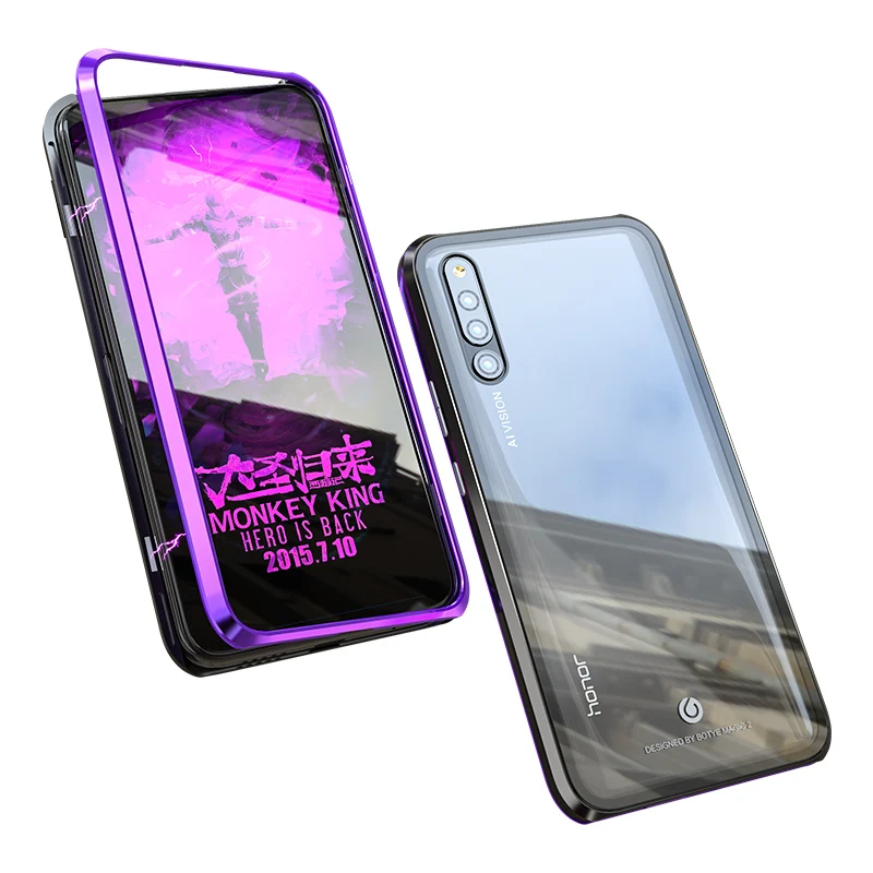 

2019 Magnetic Adsorption Metal Case For Huawei Magic 2 P30 Pro Tempered Glass Back Magnet Hard Cover For P20 Lite Metal Bumper