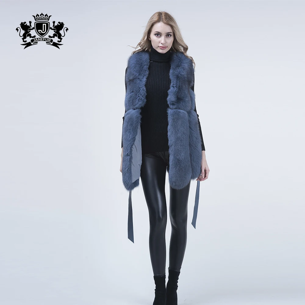

women's fashion long girls vest custom winter fur coat wholesale fur coat women Fox Fur Gilet, Customized color