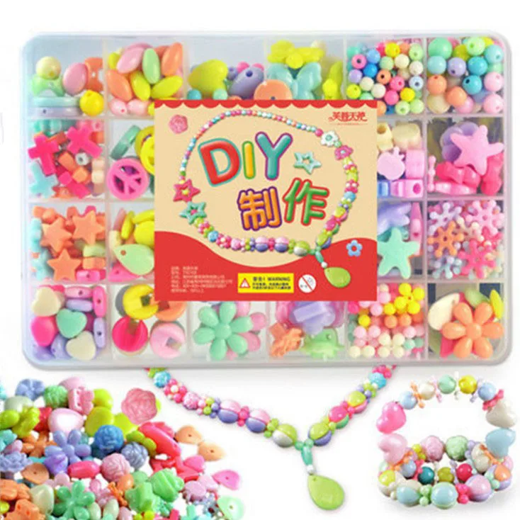 

Children diy handmade beaded set amblyopia training necklace bracelet beaded puzzle education toys, Picture shows