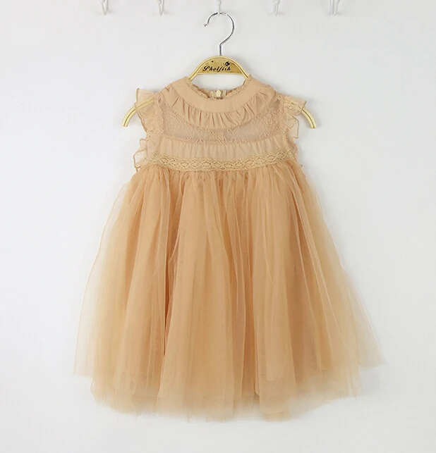 

new hot sell in US toffee lace girls tulle dress, girls dress