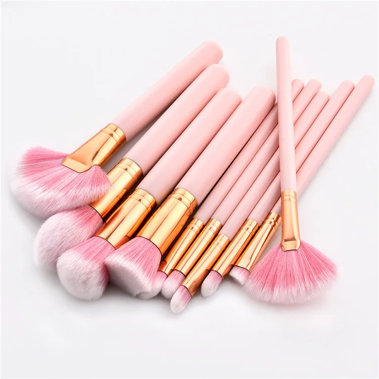 

10pcs Professional Wooden Pink Handle Kabuki Makeup Brush