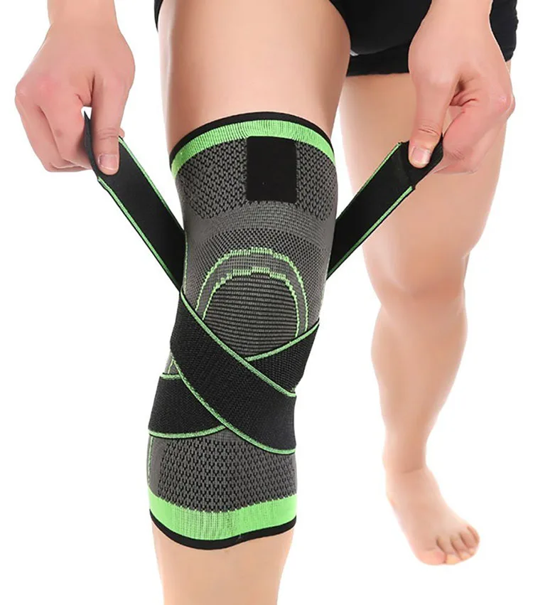 

New Design Reflective knee sleeve Silicone knee Brace Knee support for men, Green or as your request