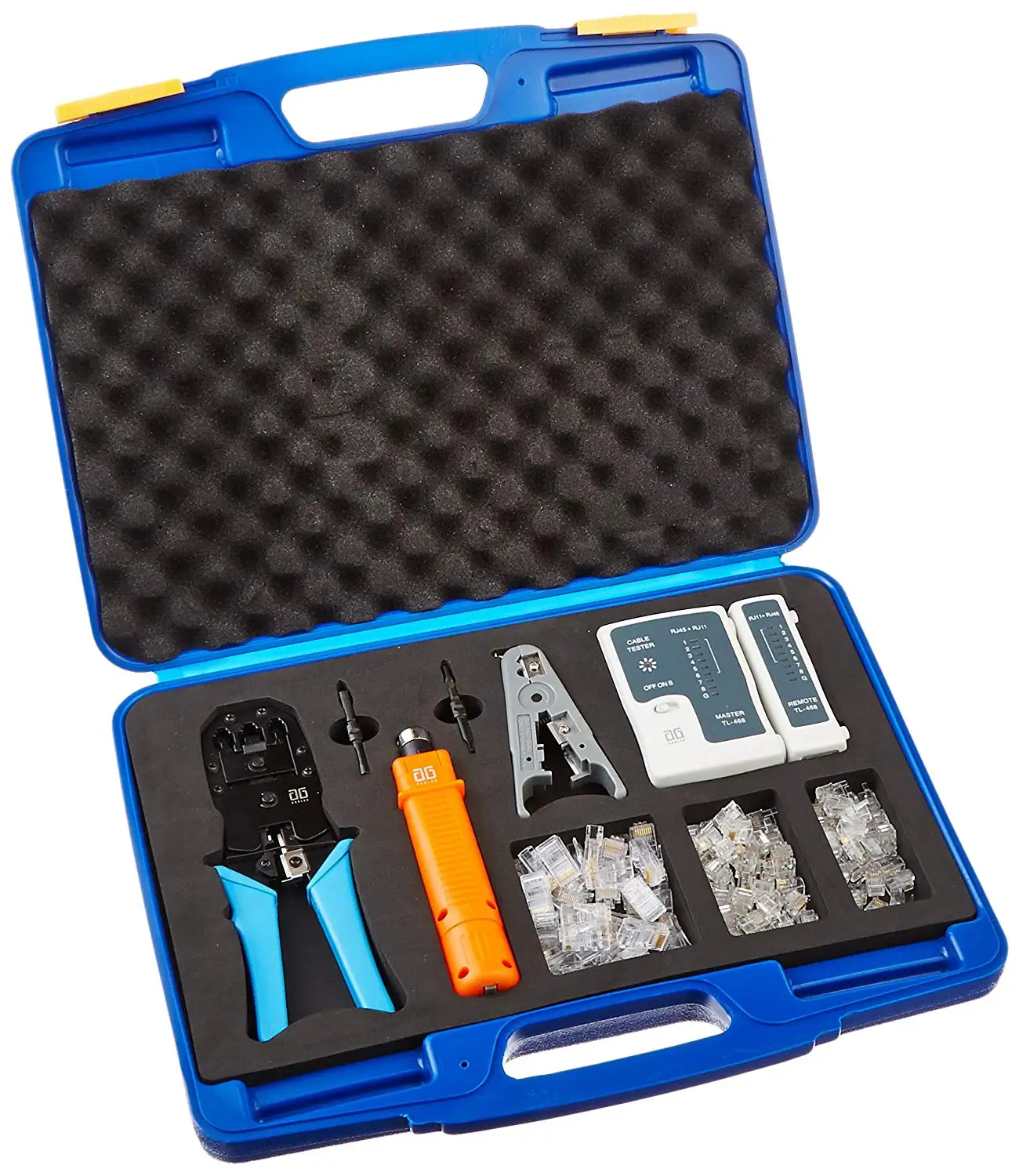 AG Cables AGC-K315A Professional Networking Tool Kit with Cable Tester, Punch Down Tool, Cable Stripper