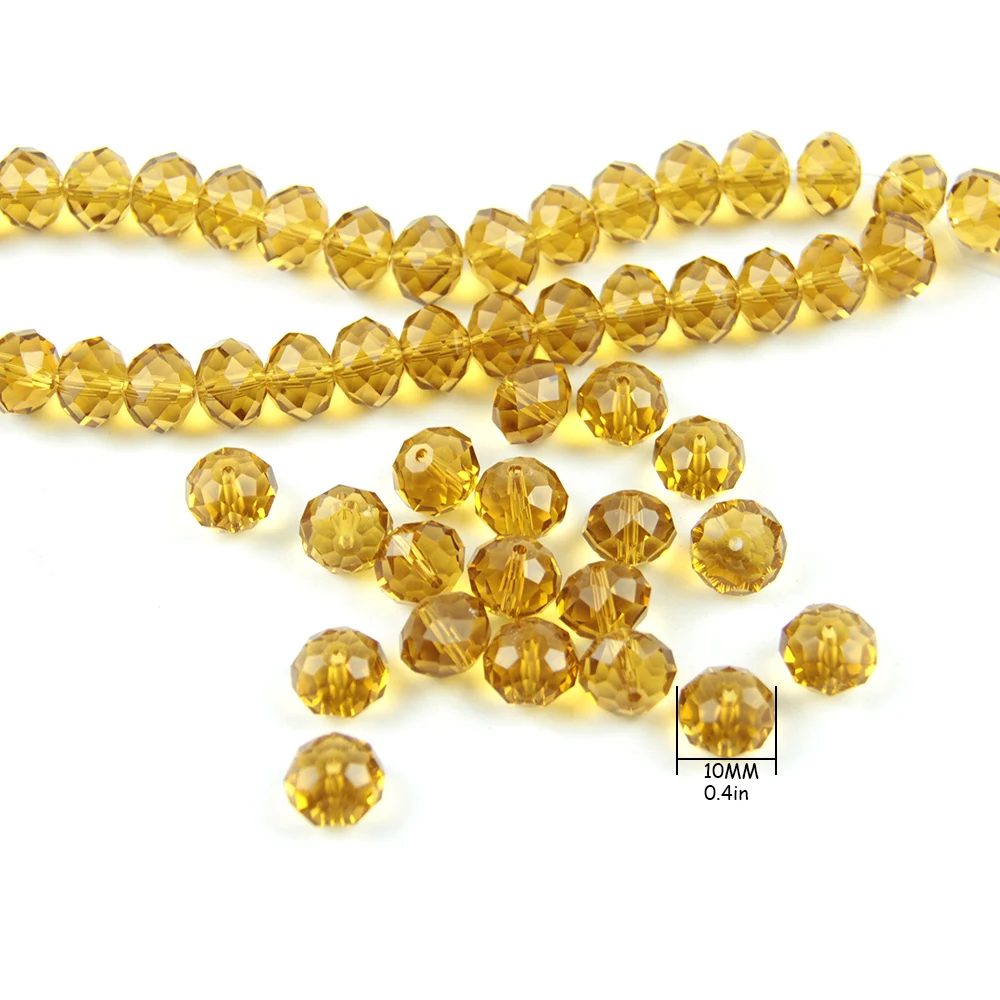 

Cheap  amber jewelry decorating k9 crystal glass bead rondelle beads faceted flat beads