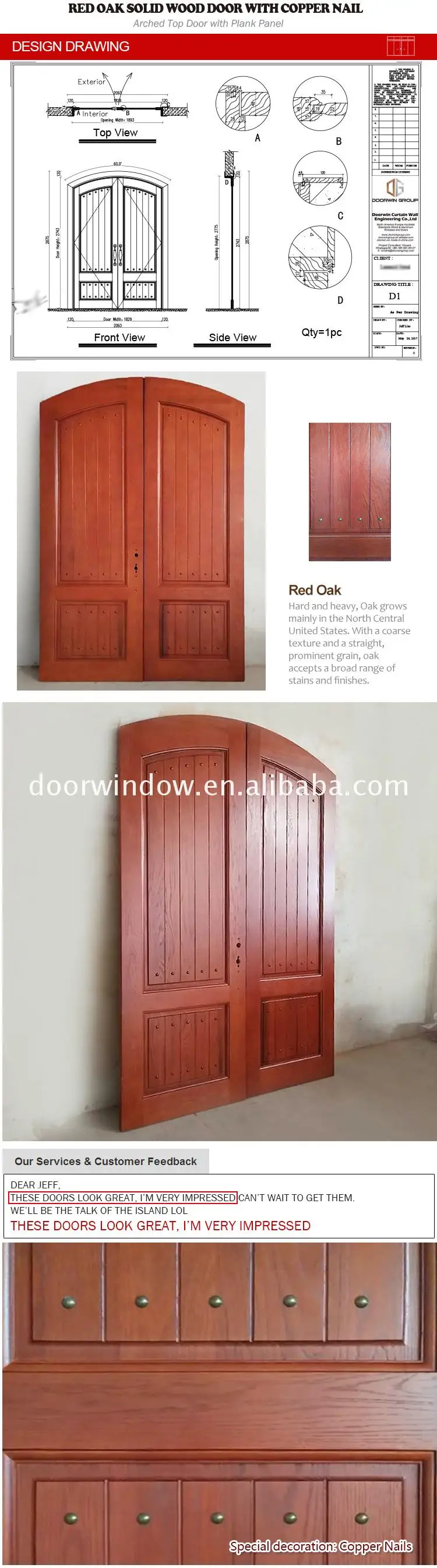 High quality 3 panel interior wood door