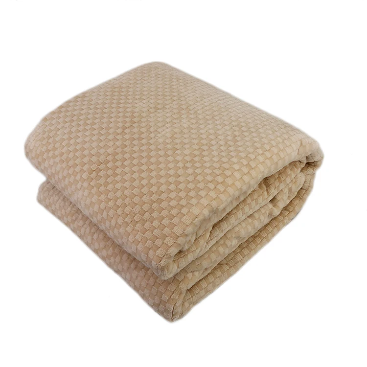Coral Fleece Blanket Fabric Wholesale Jacquard Mahjong Check Embossed Flannel 100 Polyester