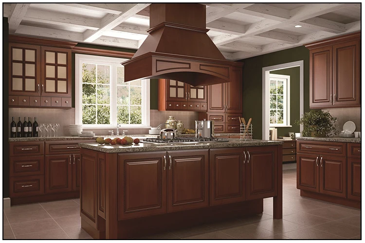 Glossy oak solid wood modern kitchen cabinets european style kitchen