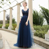 

2018 Latest Elegant Lace Appliques Blue Tulle bridesmaids sister dress China Pink long Bridesmaid Dress
