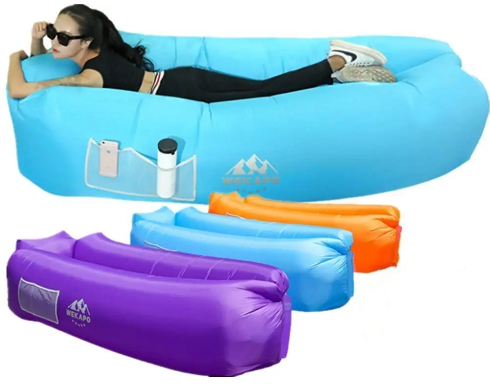 

amazon top seller wekapo inflatable lounger outdoor camping lazy air lounger sleeping bags, Blue , green , yellow, orange , purple, red etc