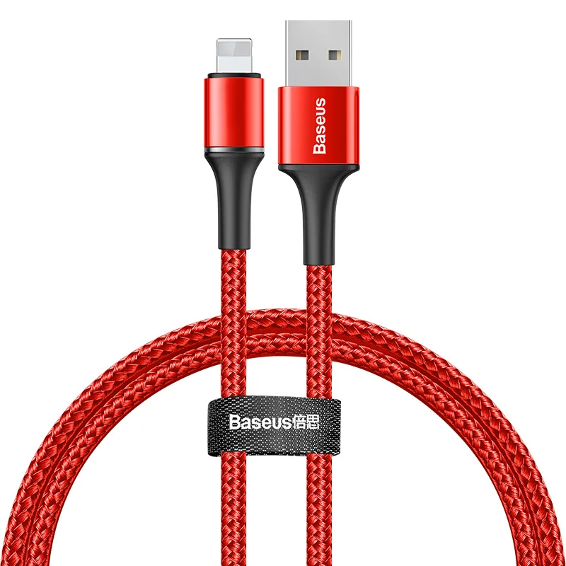 

Baseus Halo Data Cable Fast Charging USB Cable Type-C For iphone 2.4A 0.5m Cable Ties, Black/red