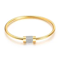 

Fashion Jewelry Stainless Steel Cubic Zircon Cable Wire Twisted Cuff Bangle Bracelets for Women