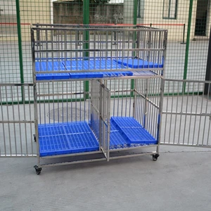 Image of stainless steel dog cage Double door heavy duty dog cage with wheels 108X78X98of Single-layer single door with skylight