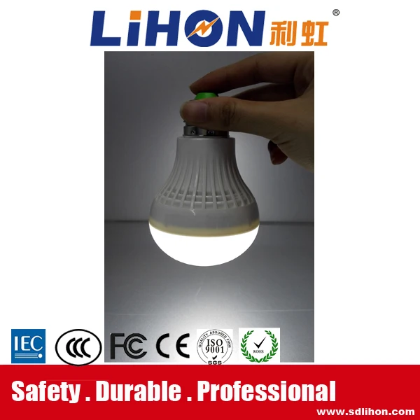 New design 7W E27 rechargeable foshan manufacturing battery operated LED light bulb