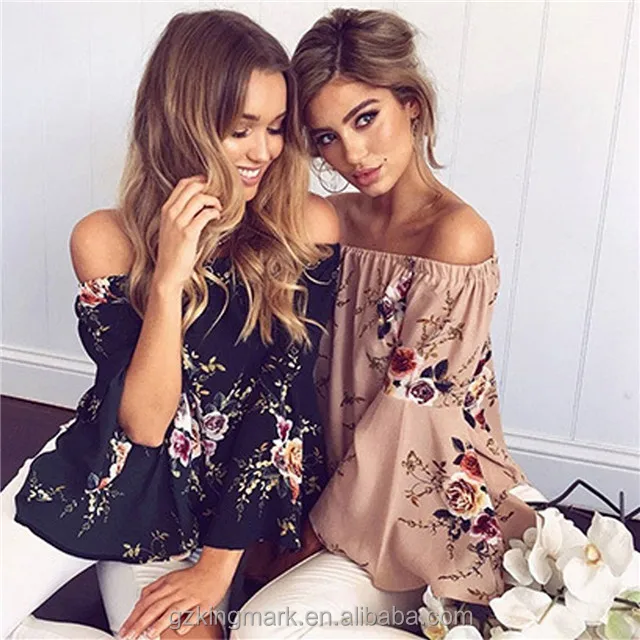 Cheap Casual Off shoulder women summer blouse /lady blouse & top