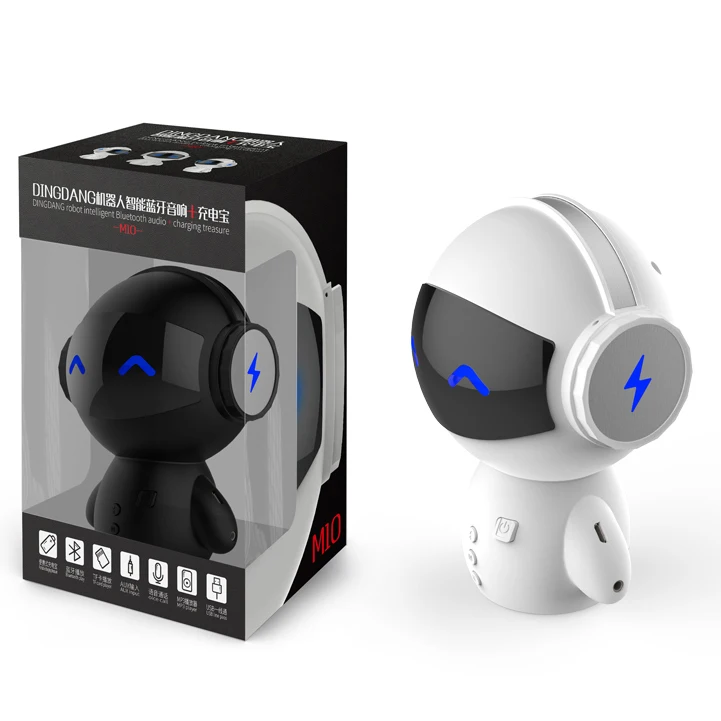 Mini Portable Robot Smart Blue tooth Speaker With BT CSR 3.0 Plus Bass Music Calls Handsfree TF MP3 AUX and Power Bank Function