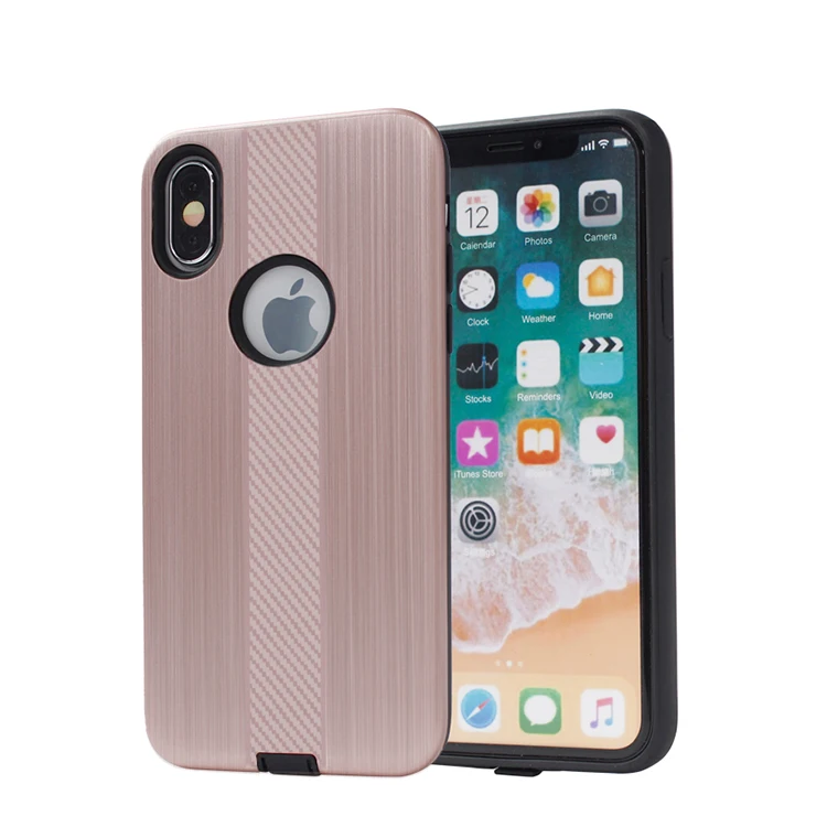 

Hot sellers brushed carbon fiber texture shockproof rugged mobile phone back cover case for iphone xs max, Black;blue;golden;gray;green;red;silver