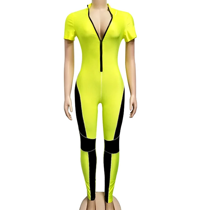 

FS0869B women fashionable neon color jogging jumpsuits