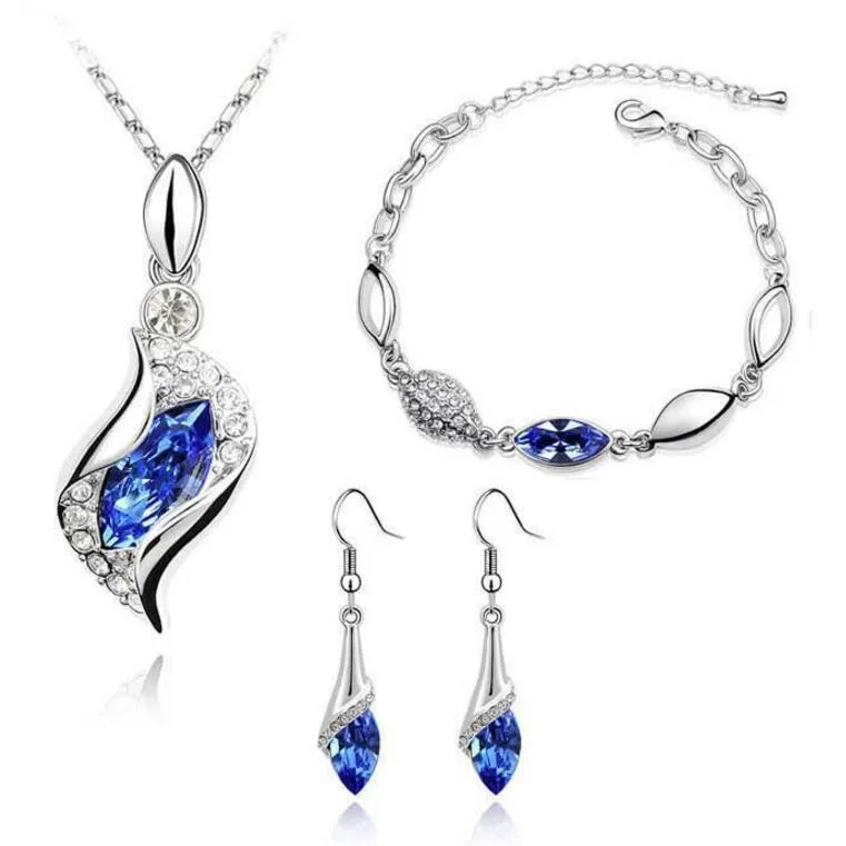 

Fashion Popular rhinestone horse eye Crystal Earrings Necklace Bracelet set jewelry sets wholesale, N/a