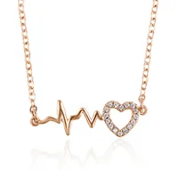 

44525 Xuping fashion jewelry necklaces, newest design custom necklace, women rose gold jewelry heart gold plated necklace