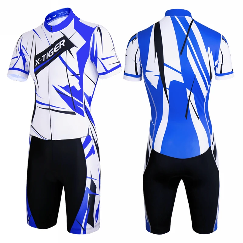

X-Tiger Summer Short Sleeve Cycling Jersey Triathlon Cycling Running Swimming Jerseys Ropa De Ciclismo Compression Sponge Padded