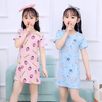 

100% cotton kids sleeping dress one piece girls pajamas wholesale korea style girls boutique pajamas dress with high quality